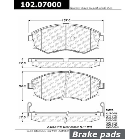 Centric Parts CTEK Brake Pads, 102.07000 102.07000